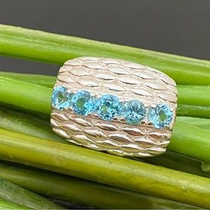 Vintage Sterling Silver 925 Signed Blue Topaz Slider Pendant 4.7g